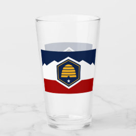 Patriotic glass cup with new flag of Utah, USA Glas