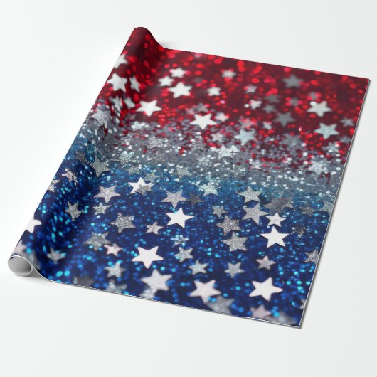 Patriotic Glitter Cadeaupapier (Uitgerold)