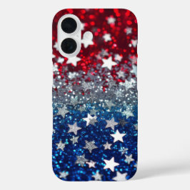 Patriotic Glitter iPhone 16 Hoesje