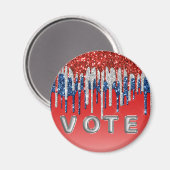 Patriotic Glitter Drip Americana Vote Magneet (Voorkant / Achterkant)
