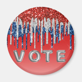 Patriotic Glitter Drip Americana Vote Magneet