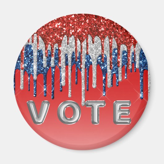 Patriotic Glitter Drip Americana Vote Magneet (Voorkant)