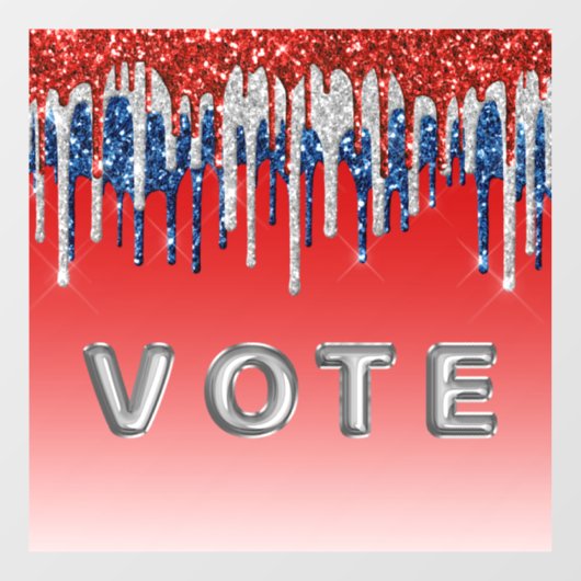 Patriotic Glitter Drip Americana Vote Raamsticker (Vel)