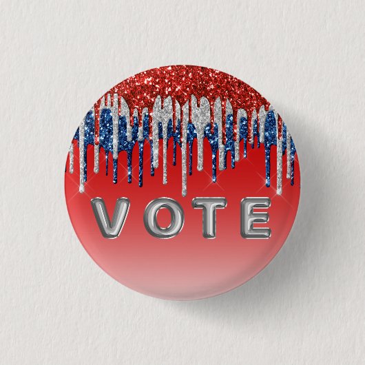 Patriotic Glitter Drip Americana Vote Ronde Button 3,2 Cm (Voorkant)
