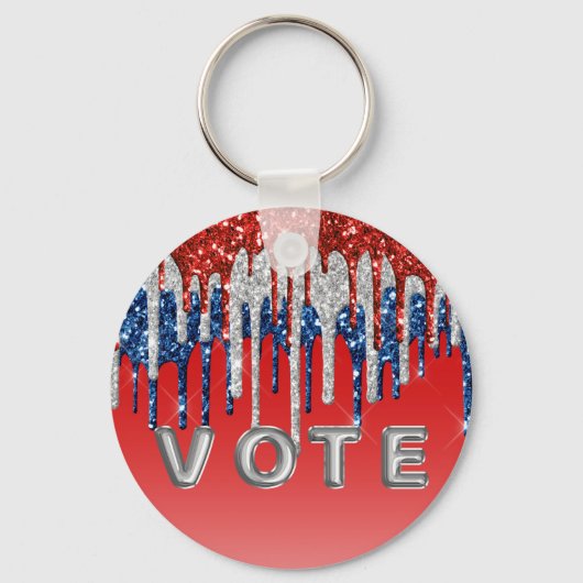 Patriotic Glitter Drip Americana Vote Sleutelhanger (Achterkant)