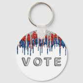 Patriotic Glitter Drip Border Vote Sleutelhanger (Achterkant)