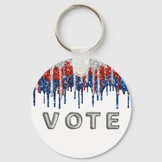 Patriotic Glitter Drip Border Vote Sleutelhanger (Achterkant)