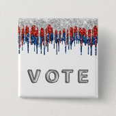 Patriotic Glitter Drip Border Vote Vierkante Button 5,1 Cm (Voorkant)