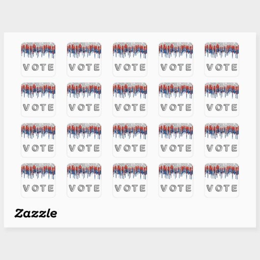 Patriotic Glitter Drip Border Vote Vierkante Sticker (Vel)