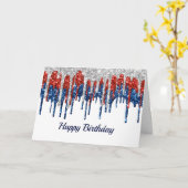 Patriotic Glitter Drips Verjaardag Kaart (Gele Bloem)