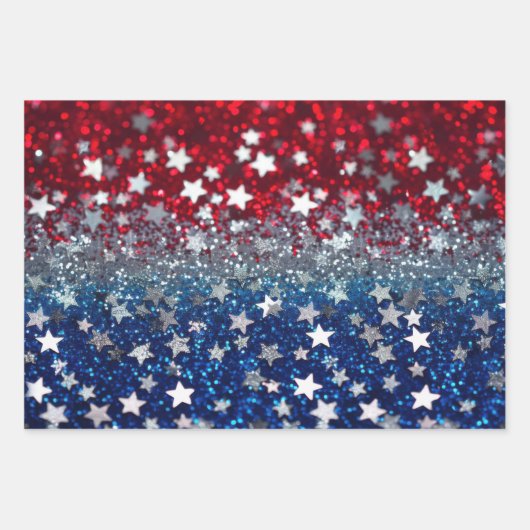 Patriotic Glitter Inpakpapier Vel (Voorkant)