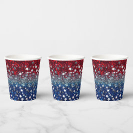 Patriotic Glitter Papieren Bekers