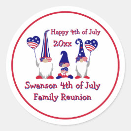 Patriotic Gnome Family Reunion Viering Ronde Sticker