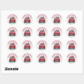 Patriotic Gnome  Red Truck Family Reunion Ronde Sticker (Vel)