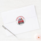 Patriotic Gnome  Red Truck Family Reunion Ronde Sticker (Envelop)