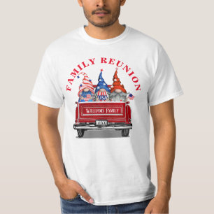 Patriotic Gnome Red Truck Family Reunion T-shirt