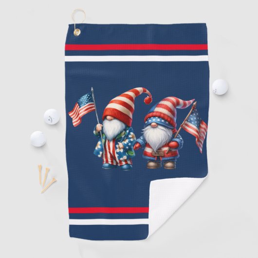 Patriotic Gnomes Golf Towel Golfhanddoek (Insitu)