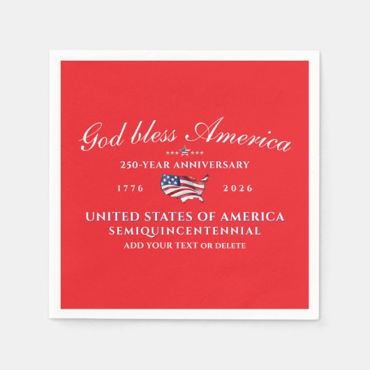 Patriotic God Bless America 250 Semiquincentennial Servet (Voorkant)