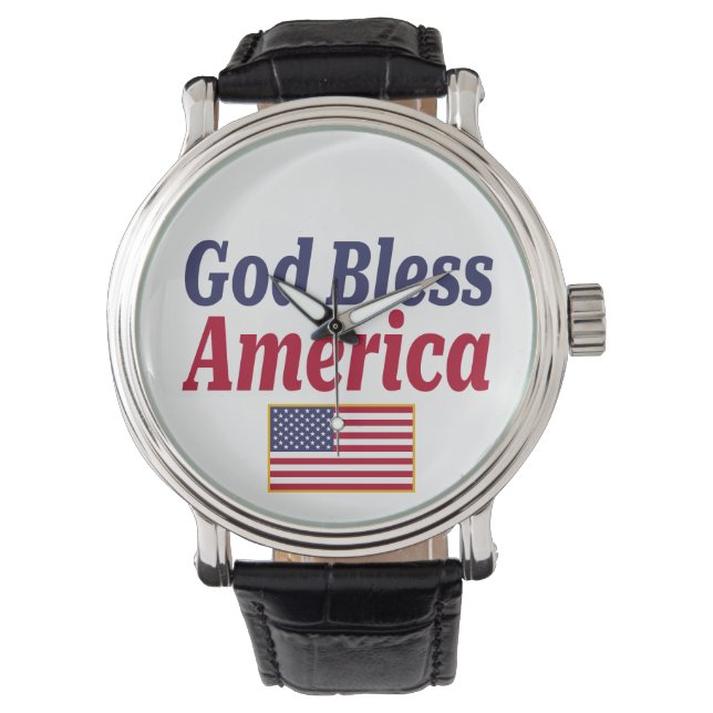 Patriotic God Bless America Flag Horloge (Voorkant)