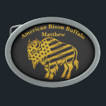 Patriotic Gold Bison Design Gesp<br><div class="desc">A striking golden bison adorned with American flag patterns stands prominently. This artwork showcases a blend of natural strength and national pride,  highlighting the bison's significance in American culture and history.</div>