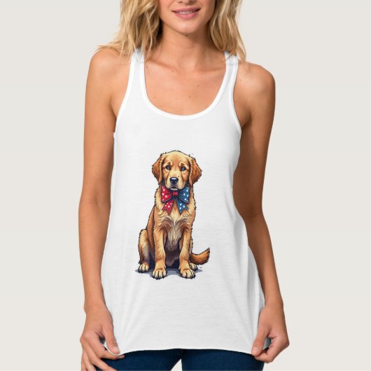 Patriotic Golden Retriever Puppy Vintage Shirt 4 (Voorkant)