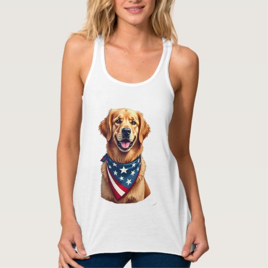 Patriotic Golden Retriever Vintage Engraving Shirt (Voorkant)