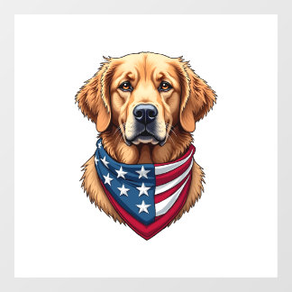 Patriotic Golden Retriever Vintage Engraving Shirt Raamsticker