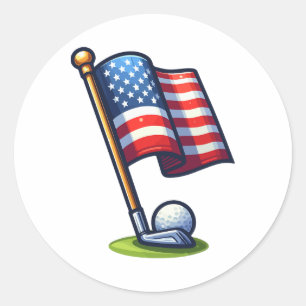 Patriotic Golf 4 juli Onafhankelijkheidsdag van de Ronde Sticker