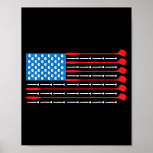 Patriotic Golf Shirt - Verenigde Staten Vlag Golf  Poster
