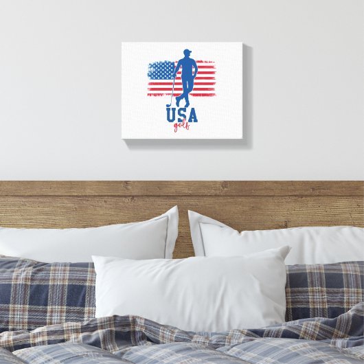 Patriotic Golf USA Canvas Afdruk (Insitu (Slaapkamer))
