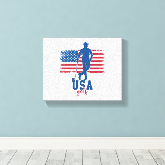 Patriotic Golf USA Canvas Afdruk (Insitu (Houten vloer))