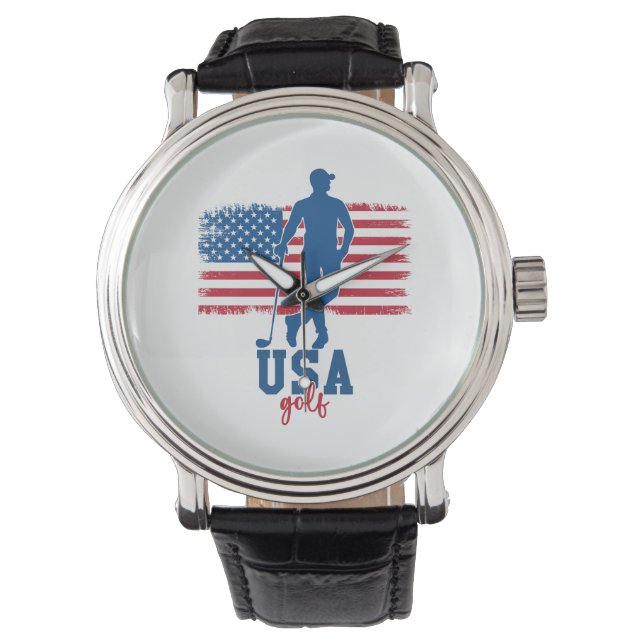 Patriotic Golf USA Horloge (Voorkant)