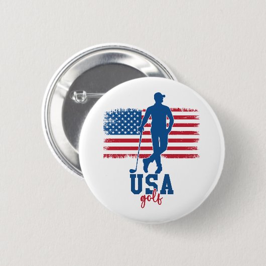 Patriotic Golf USA Ronde Button 5,7 Cm (Voorkant /achterkant)