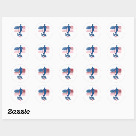 Patriotic Golf USA Ronde Sticker (Vel)