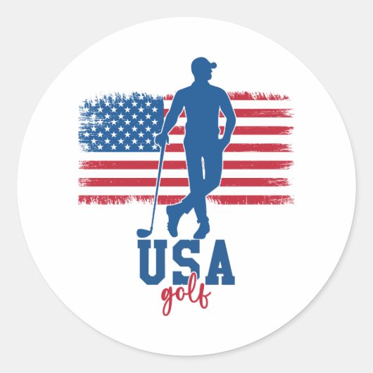 Patriotic Golf USA Ronde Sticker (Voorkant)