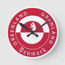 Patriotic Greenland Clock, Bear, Greenland Flag Ronde Klok