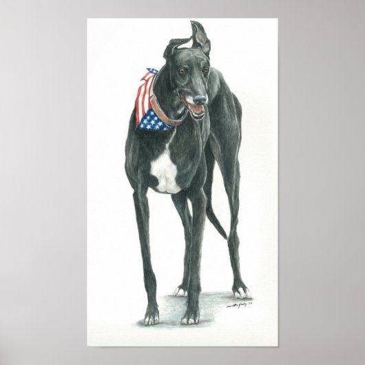 Patriotic Greyhound Dog Arr Print (Voorkant)