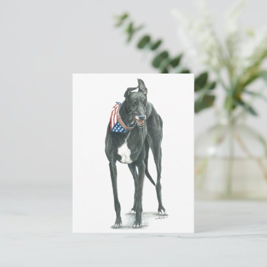 Patriotic Greyhound Dog Art Briefkaart (Staand voorkant)