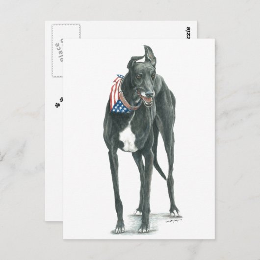 Patriotic Greyhound Dog Art Briefkaart (Voorkant / Achterkant)