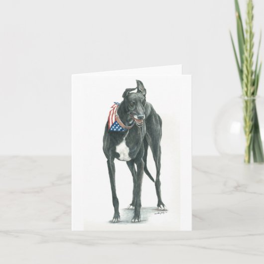 Patriotic Greyhound Dog Art Notecard Kaart (Voorkant)
