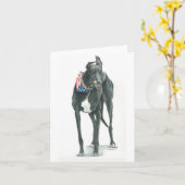 Patriotic Greyhound Dog Art Notecard Kaart (Gele Bloem)
