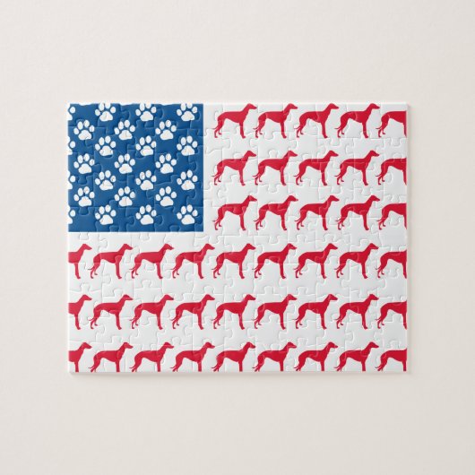 Patriotic Greyhound Dog Legpuzzel (Horizontaal)