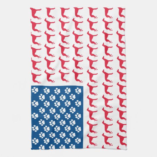 Patriotic Greyhound Dog Theedoek (Verticaal)