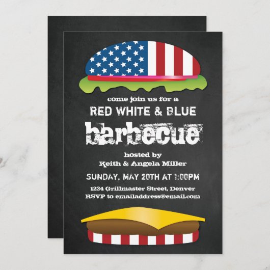 Patriotic Hamburger BBQ Kaart (Voorkant / Achterkant)