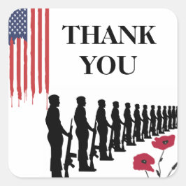 Patriotic Happy Veteran Day Thank You Vierkante Sticker