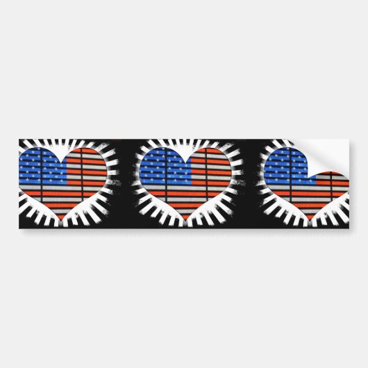 Patriotic Heart American Flag Bumpersticker (Voorkant)