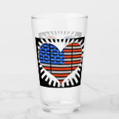 Patriotic Heart American Flag Glas (Voorkant)