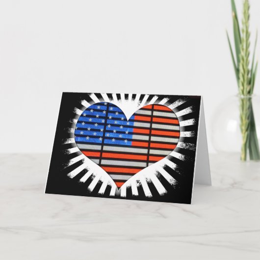 Patriotic Heart American Flag Kaart (Voorkant)