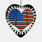 Patriotic Heart American Flag Keramisch Ornament (Rechts)