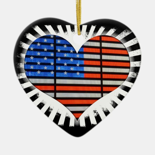 Patriotic Heart American Flag Keramisch Ornament (Voorkant)